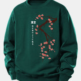 Velira Sweatshirts Tamsiai žalia / XS Tokijo japonų vyšnių žiedų spauda laisvo kirpimo džemperis