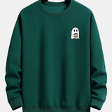 Velira Sweatshirts tamsiai žalia / XS Vaiduoklis, geriantis kavą, spauda, laisvas kirpimas, džemperis