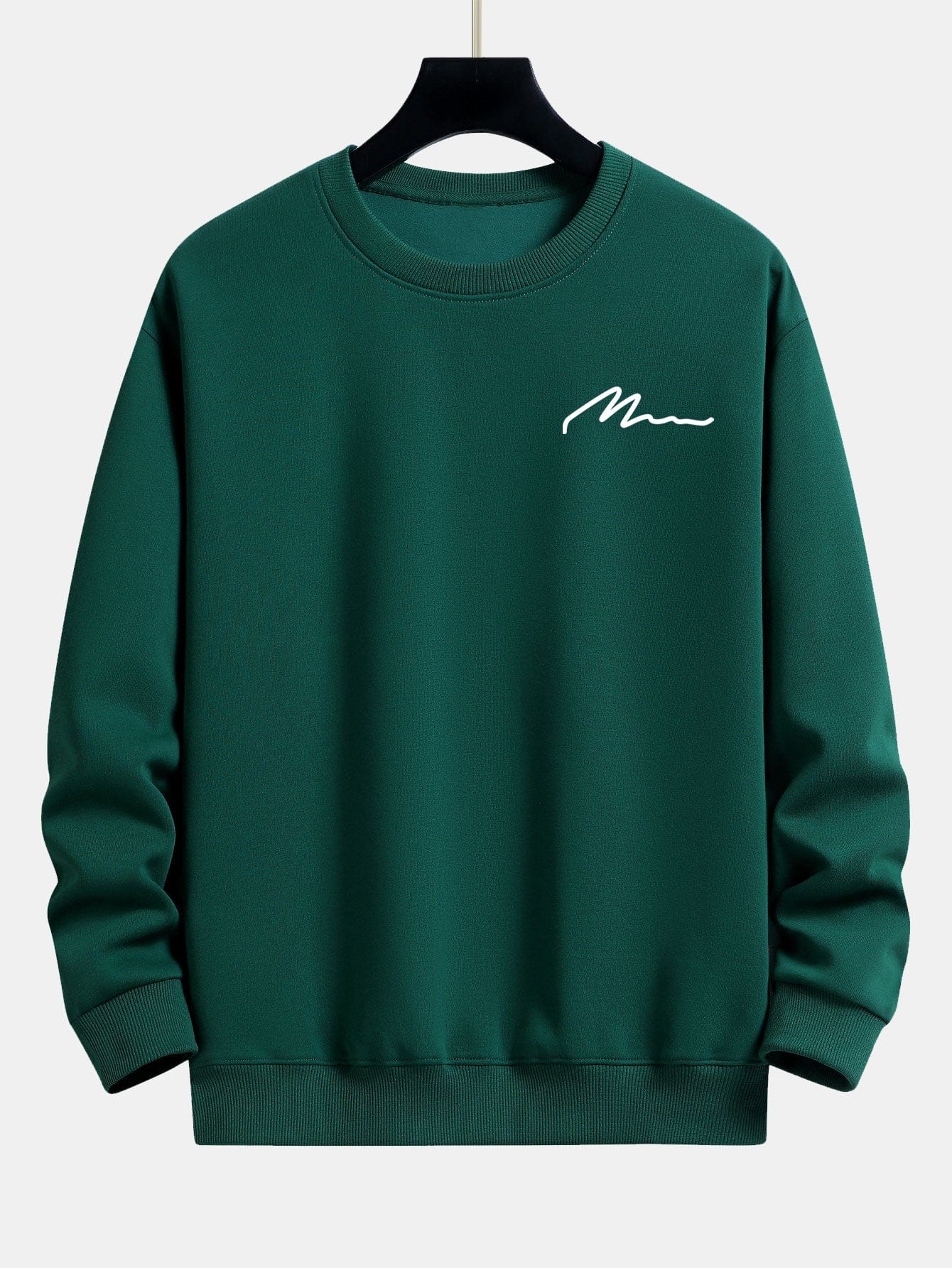 Velira Sweatshirts Tamsiai žalia / XS Vyrų šūkio spaudos laisvo kirpimo džemperis