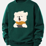 Velira Sweatshirts Tamsiai žalia / XS Žiovaujantis Šuniukas Spauda Laisvas Fit Džemperis