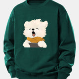 Velira Sweatshirts Tamsiai žalia / XS Žiovaujantis Šuniukas Spauda Laisvas Fit Džemperis