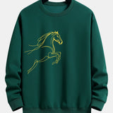 Velira Sweatshirts Tamsiai žalia / XS Žirgo Metų Grafikos Laisvalaikio Fit Palaidinė