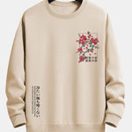 Velira Sweatshirts tan / S Sakuro žiedų šūkio spauda laisvo kirpimo džemperis