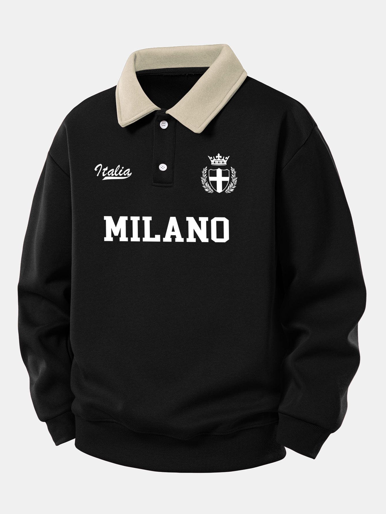 Velira Sweatshirts Tan / XS Atsipalaidavęs Milano Spaudos Kontrastinis Polo Džemperis