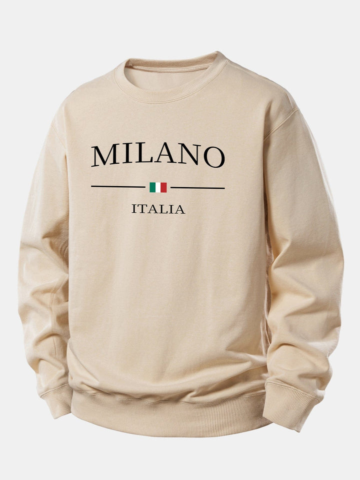 Velira Sweatshirts Tan / XS Milano Spaudos Laisvas Fit Mikina