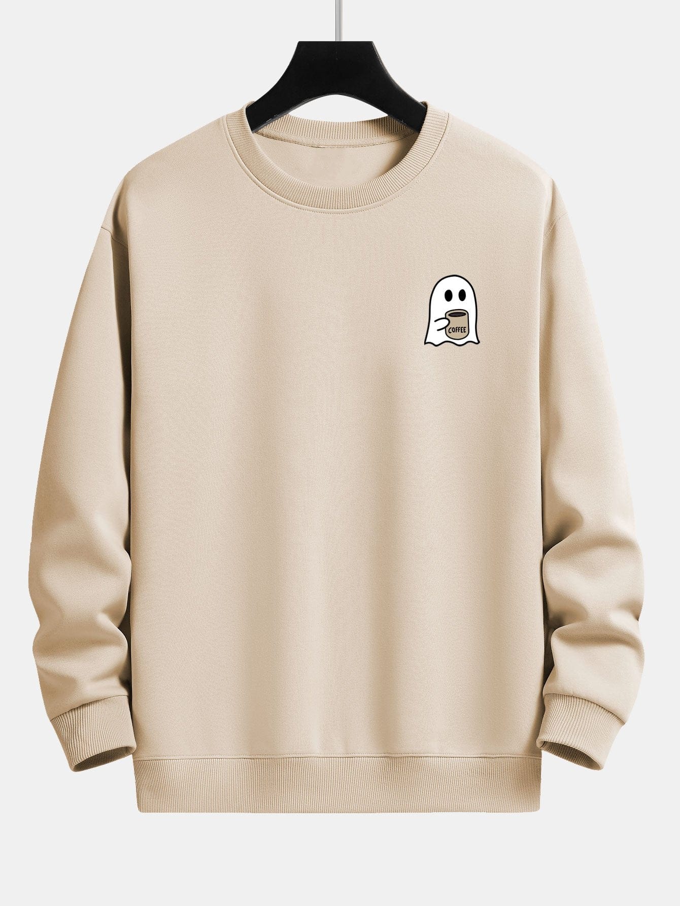 Velira Sweatshirts tan / XS Vaiduoklis, geriantis kavą, spauda, laisvas kirpimas, džemperis