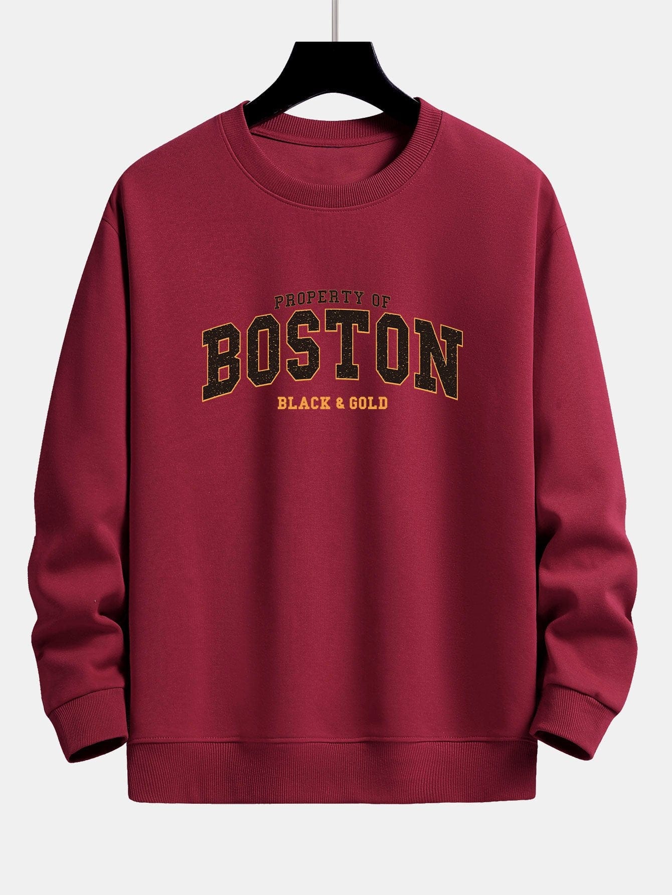 Velira Sweatshirts vyno raudona / S Boston Print Relax Fit Palaidinė