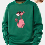 Velira Sweatshirts Žalia / S Rožinė Panto Print Teddy Fleece Pamušalu Sweatshirt