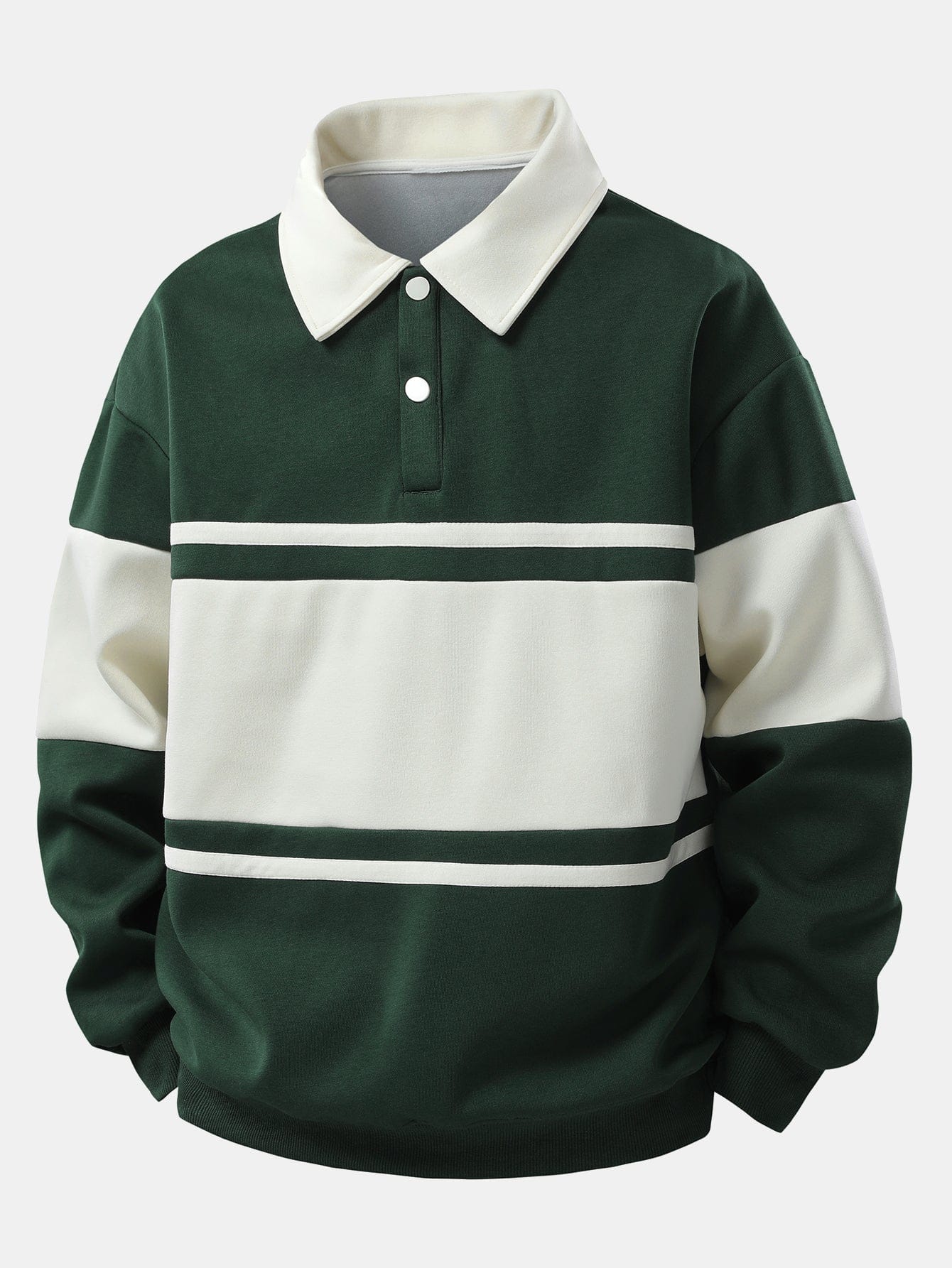 Velira Sweatshirts žalia / XS Atsipalaidavęs Fit Spalvų Blokų Palaidinė Su Polo Apykakle