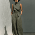 Velira women sets Karinis žalias / S Marios lininis laisvalaikio rinkinys moterims