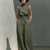 Velira women sets Karinis žalias / S Marios lininis laisvalaikio rinkinys moterims