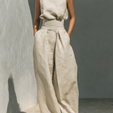 Velira women sets Khaki / S Marios lininis laisvalaikio rinkinys moterims