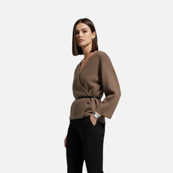 Velira Womens Knitwear Vienos diržo apvyniojimo švarkas
