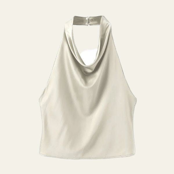 Velira Womens Tops Balta / XS Solène Draped Halter Neck Top