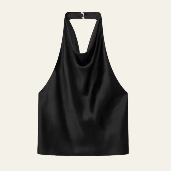 Velira Womens Tops Juoda / XS Solène Draped Halter Neck Top